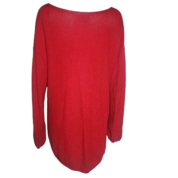 A.N.A. Sweater Womens Size L Large Solid All Red Pullover Knit Oversized Knit - Picture 3 of 7